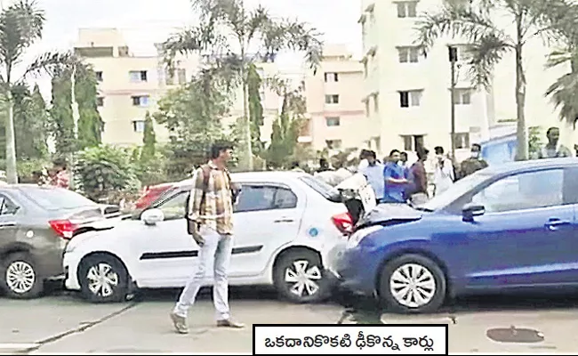 Six Cars Destroyed In An Accident On Nidamanoor National Highway  - Sakshi