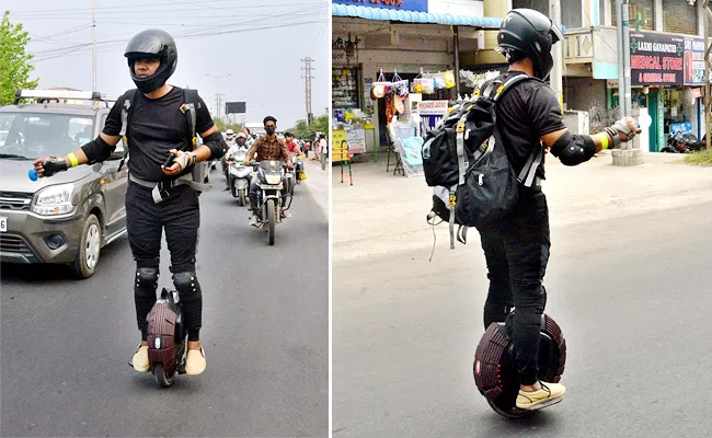 Unicycle 4 Hours Charge 100 Km Mileage Operate With Phone Hyderabad - Sakshi