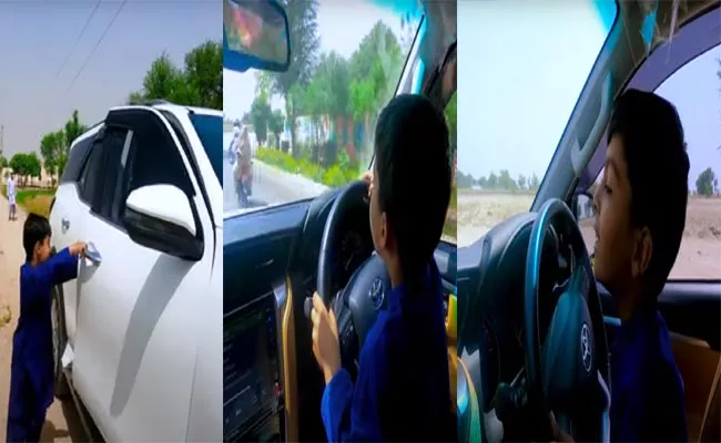 Viral Video: 8 Year Old Boy Seen Driving Toyota Fortuner On Pakistan Road - Sakshi