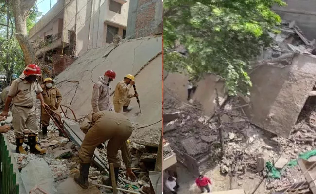 Delhi: Under Construction Building Collapses At Satya Niketan - Sakshi