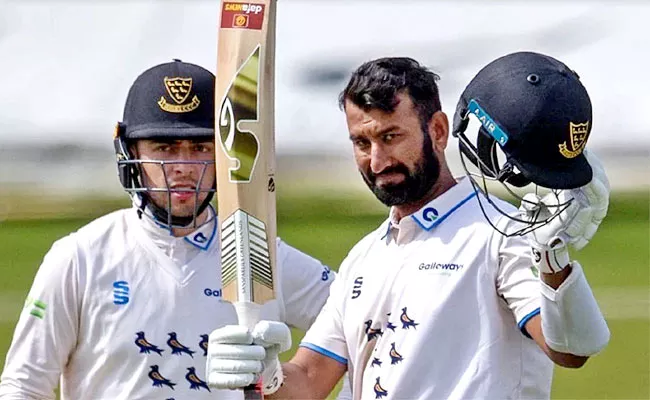 Chaeteshwar Pujara 3rd Century For Sussex County Cricket Agianst Durham - Sakshi