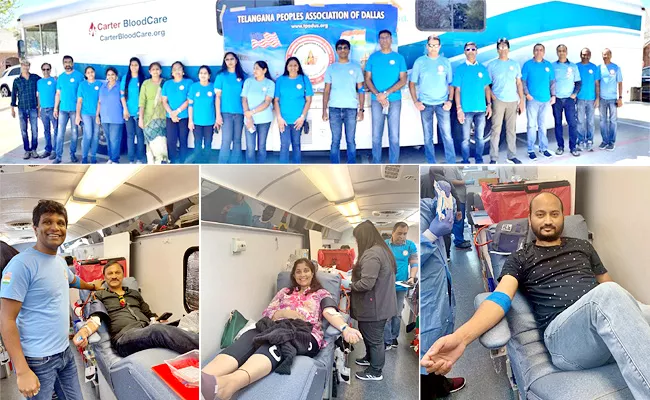 Huge Response For TPAD Blood Donation Camp Held at Dallas - Sakshi