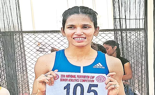 Jyothi Yarraji Break 20-Year-National Record Women 100m Hurdles Won Gold - Sakshi