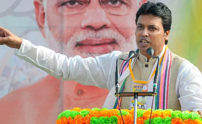 Tripura CM Biplab Kumar Deb Submits Resignation To Governor - Sakshi