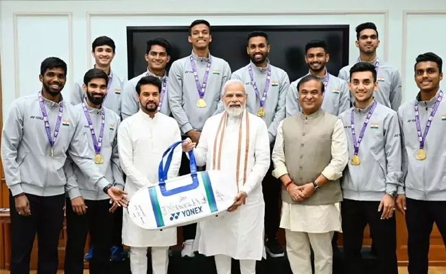 Pm Narendra Modi Special Meeting Thomas Cup Winners - Sakshi