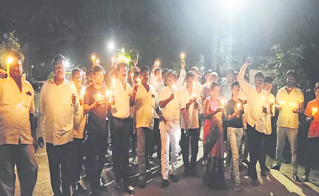 Dalit communities Candles Rally At Tallarevu Konaseema incident - Sakshi