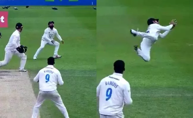 Mohammad Rizwan Takes a one Handed stunner to dismiss Scott Borthwick - Sakshi