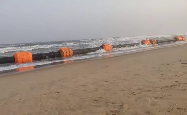 Huge Pipeline Washed up on Rajayyapeta Cost in Anakapalle District - Sakshi