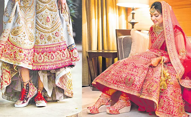 Fashion In Wedding Season: Matching Trends Lehenga Earrings Chappals - Sakshi