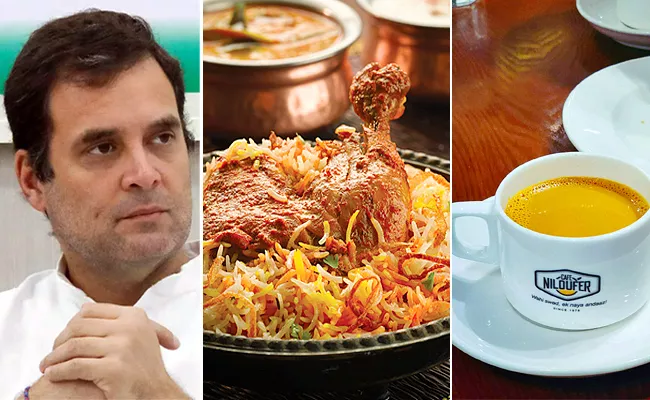 Rahul Gandhi Telangana Visit Lunch With Paradise Biryani Cafe Niloufer Chai - Sakshi