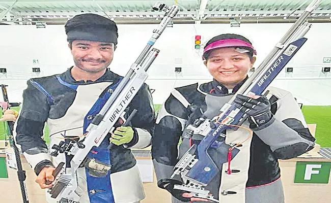 Dhanush-Priyesha Won Gold Medal Mixed Team Event at Deaflympics - Sakshi