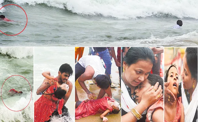 Girl Life overcame from danger at Visakha RK Beach - Sakshi