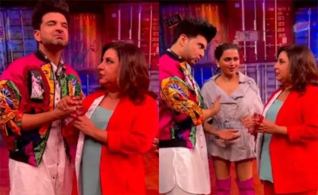 Karan Kundrra Kisses Farah Khan Hands, See Tejasswi Prakash Reaction Goes Viral - Sakshi