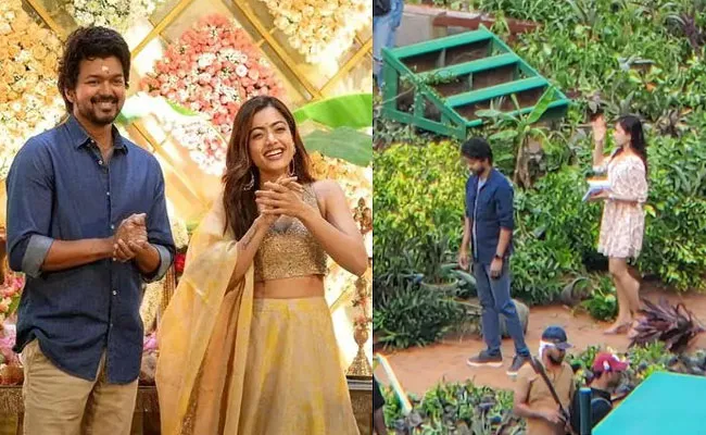 Thalapathy Vijay, Rashmika Mandanna Photos Leaked from Shooting Spot - Sakshi