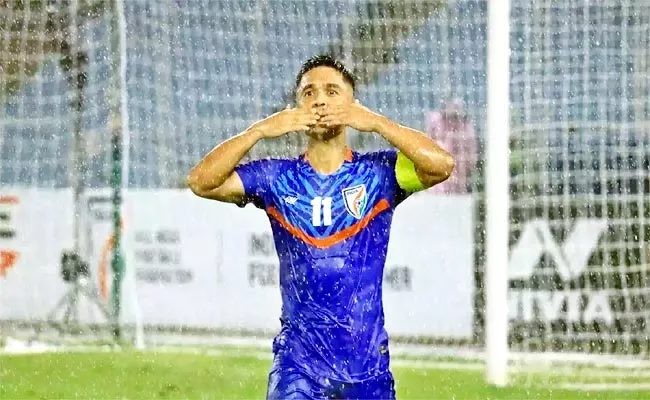 Sunil Chhetri Bags 84th Goal- Equals Ferenc Puskas List Of Top-Scorers - Sakshi