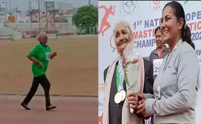 105-Year-Old Woman Sets New 100m Record At-Athletics Championships - Sakshi