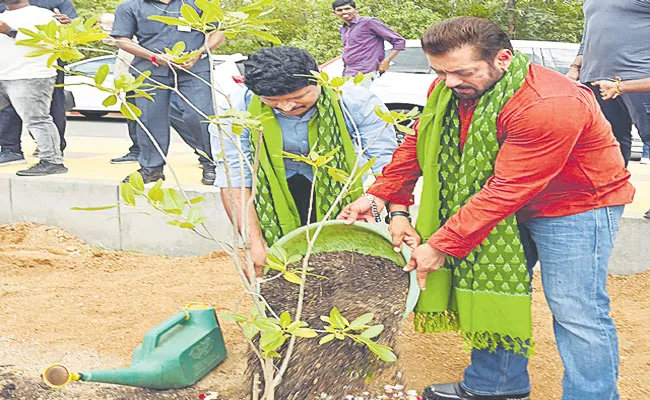 Bollywood Actor Salman Khan Joins Green India Challenge At Hyderabad - Sakshi