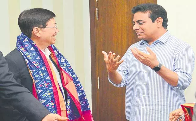 Minister KTR Pitches Telangana To Foxconn - Sakshi