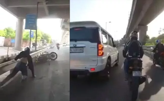 Delhi Law Student Intentionally Hitting Biker With Scorpio - Sakshi