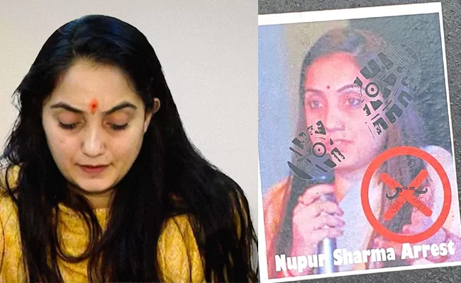 Posters Pasted on Gujarat Bridge Call For Nupur Sharma Arrest - Sakshi