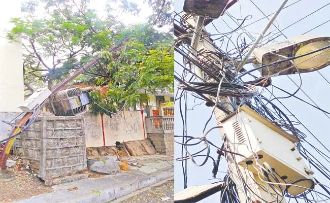 Cable Wires Wrapped Around Electric Poles - Sakshi