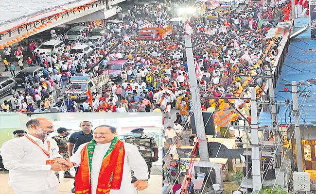 BJP Chief JP Nadda Holds Massive Road Show in Hyderabad - Sakshi