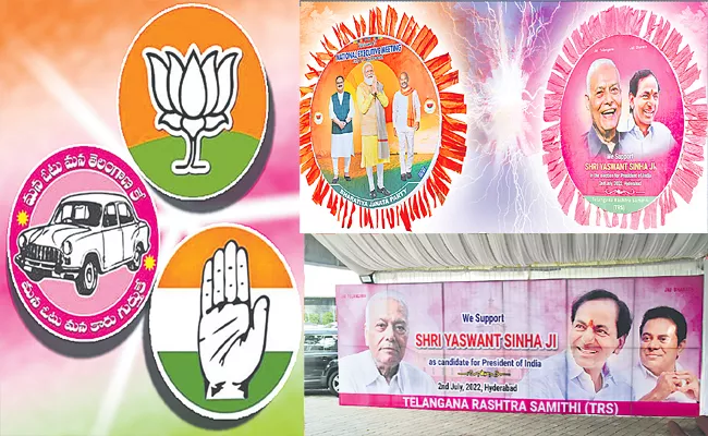 High Voltage Between BJP-TRS-Congress Parties In Telangana - Sakshi