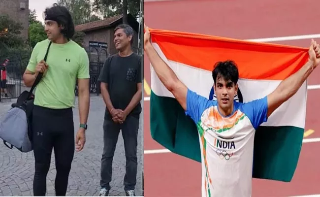 Neeraj Chopra Touches Feet Of Elderly Fan - Sakshi