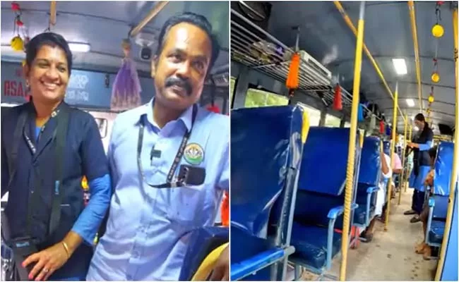 Couple From Kerala Operate Bus Together Goes Viral Online - Sakshi