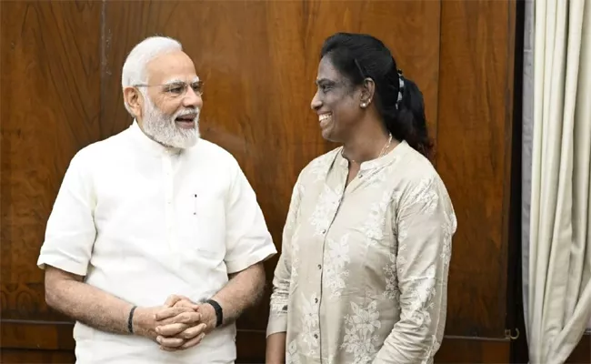 Modi Tweets Picture With PT Usha, New Rajya Sabha MP - Sakshi