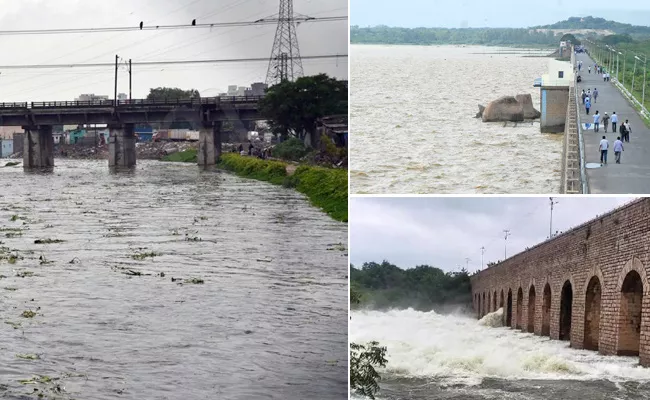 Hyderabad: Officials lift More gates Of Osman, Himayat Sagar Due To Water Flow - Sakshi