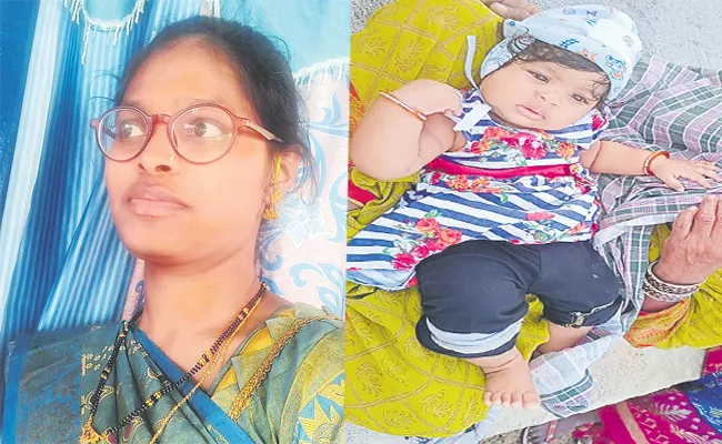 7 Months baby Alive And Mother Died In Road Accident At Medak - Sakshi