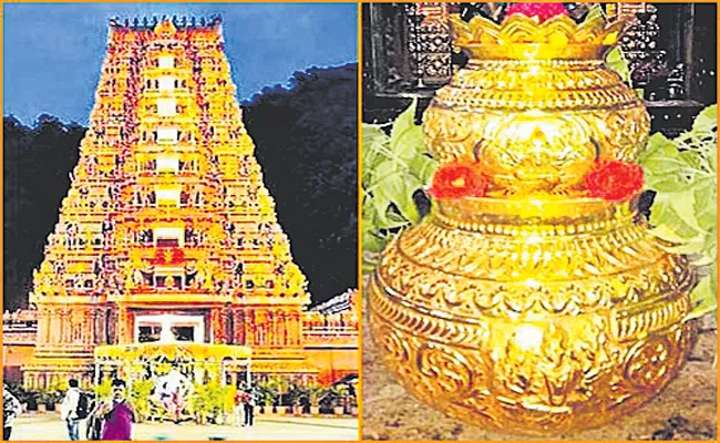 Telangana Golden Bonam To Indrakeeladri Durgamma - Sakshi