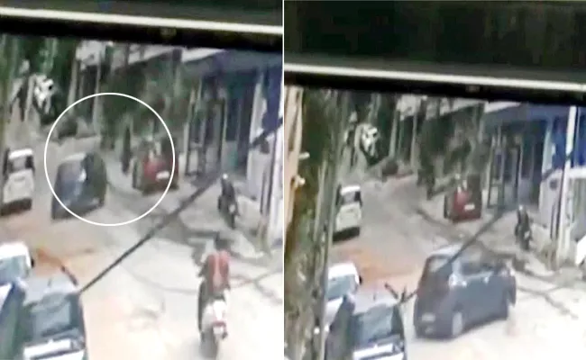 Car Hit Woman Who Walking On Road At Rajendranagar, CCTV Footage Viral - Sakshi