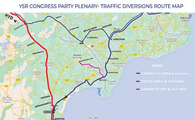 Traffic diversion on 9th July for YSRCP Plenary 2022 - Sakshi