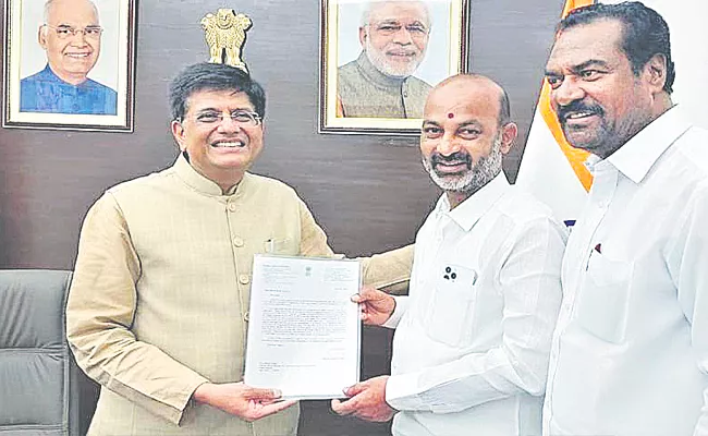 Bandi Sanjay Meets Piyush Goyal Request Custom Milling Rice By-Month - Sakshi