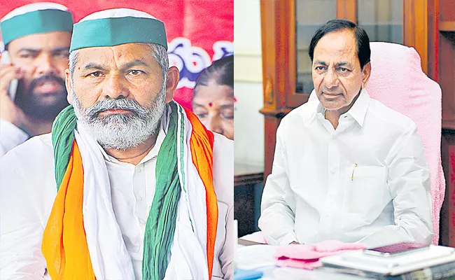 CM KCR Meets Farmers Association Leader Rakesh Tikait In Pragathi Bhavan - Sakshi