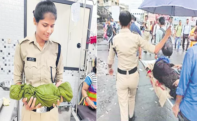 RPF woman constable helps commuter with delivery at Diva railway station - Sakshi