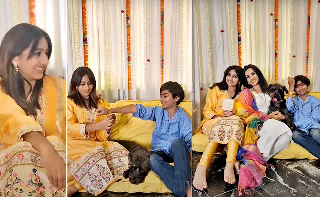 Actress Laya Shares Her Children Rakha Bandhan Moments - Sakshi