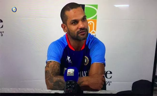 Shikhar Dhawan Fails To Grasp Reporters Accent, Leaves Everyone In Splits - Sakshi