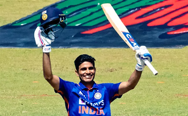 Shubman Gill has raced to his maiden international century In Odis - Sakshi