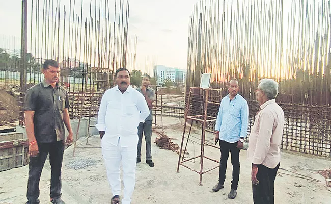 Meruga Nagarjuna inspected construction work of Ambedkar statue - Sakshi