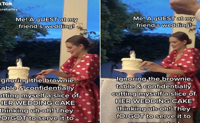 Wedding Guest Cuts Cake Thinking Bride And Groom Forgot To Serve It - Sakshi