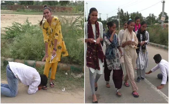 Student Leaders Touch Girls Feet To Get Votes In Union Elections In Rajasthan - Sakshi