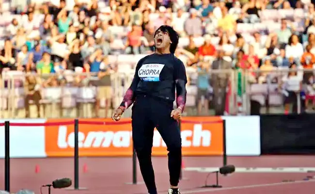 Neeraj Chopra Back Finishes 1st At Lausanne Diamond League Big Throw - Sakshi