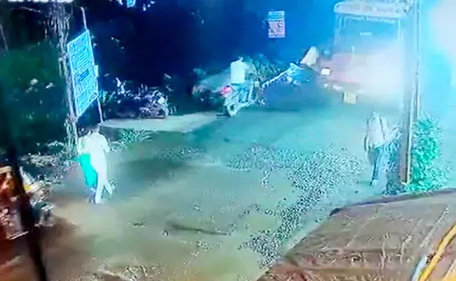 Truck Runs Over A Man After His Bike Lost Balance Due To Pothole - Sakshi