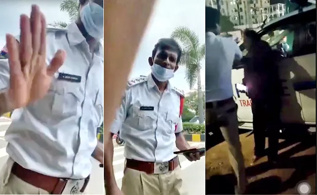 Viral Video: Kukatpally Traffic Ci Beaten Motorist For Pending Challans - Sakshi