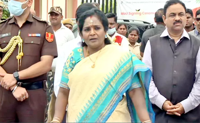 Governor Tamilisai Soundararajan Visits Basara temple IIIT Campus - Sakshi