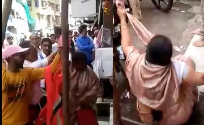 Woman Slapped And Pushed By MNC Raj Thackeray Party Leaders - Sakshi