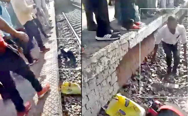 Viral Video: Miraculously Man Survives Even After Train Passes Over Him - Sakshi